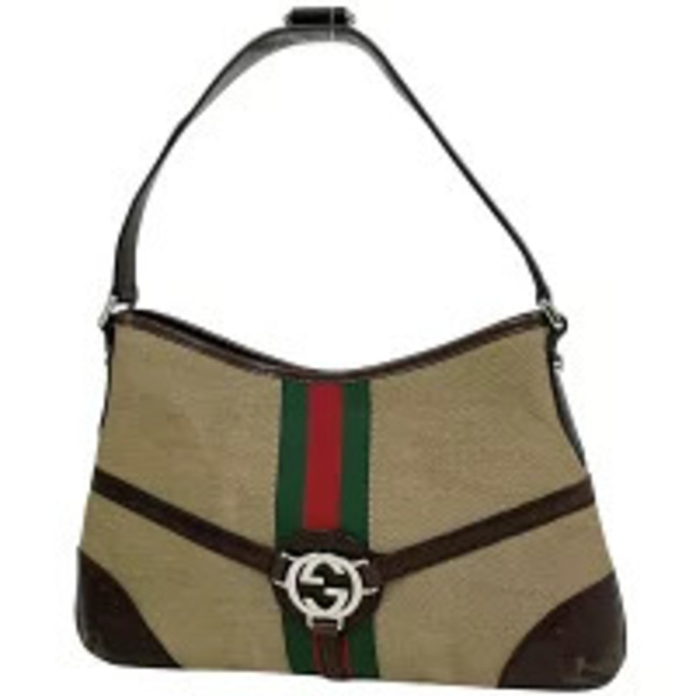 Gucci Interlocking GG Shoulder Bag Sherry Hobo Perforated Canvas Brown
